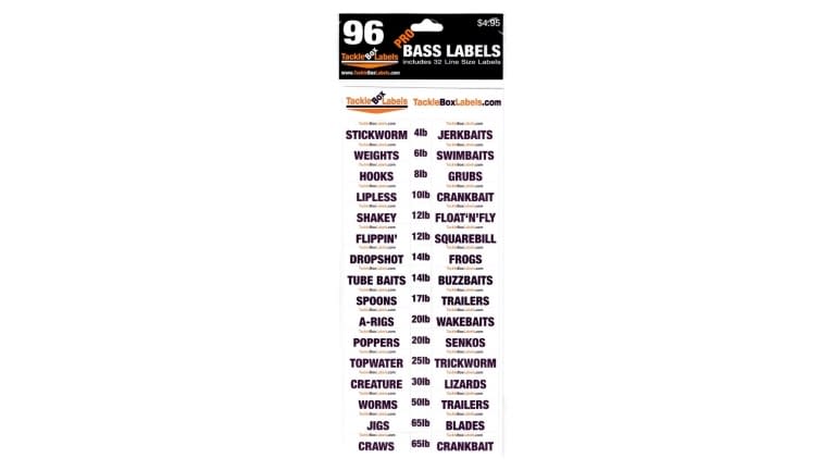Pro Bass Tackle Box Labels From Bass Angler Magazine - Packaged Labels
